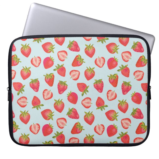 Minze/Rote Erdbeere Laptop-Sieb Laptopschutzhülle (Vorderseite)