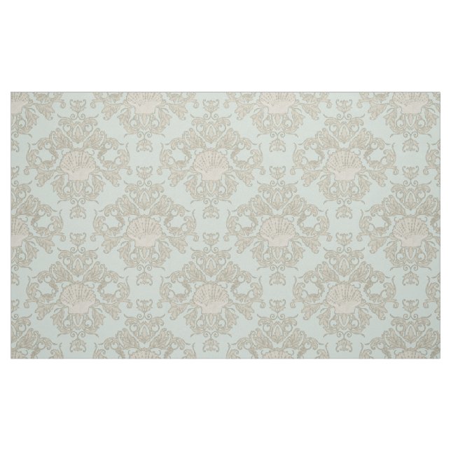 Minze Scallop Muschel Leaf Scroll Damask Ocean Bea Stoff (Fat Quarter (45,7 x 55,9 cm))