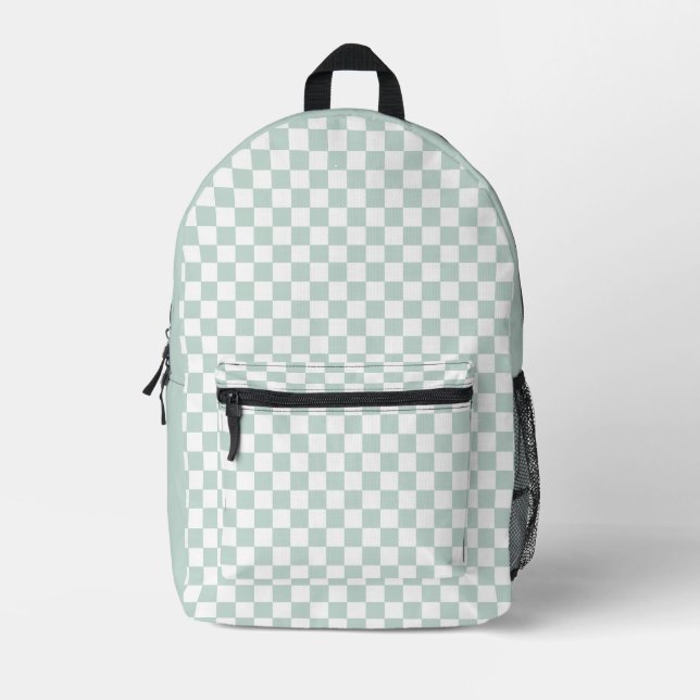Minze Schachbrett Retro Bedruckter Rucksack (Vorderseite)