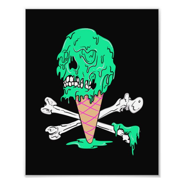 Minze Schmelze Eiscreme Driving Skull Fotodruck (Vorne)