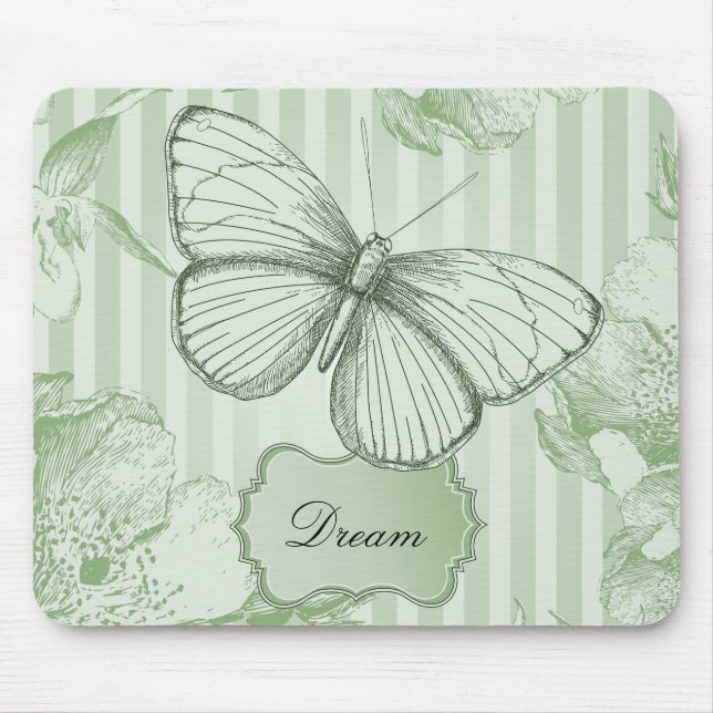 Minze Schmetterling Streifen Traum Mousepad (Vorne)