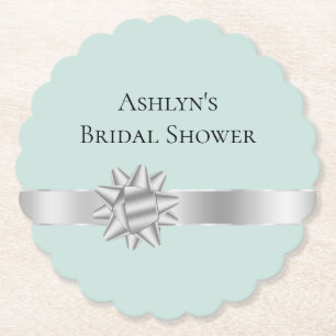 Minze Silver Ribbon Bow Brautparty Untersetzer