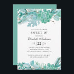 Minze Süße 16. Aquarellkunst zum 16. Geburtstag Einladung<br><div class="desc">Mint Sweet 16 Geburtstagseinladung mit Aquarellkulenten. Bitte kontaktieren Sie mich,  wenn Sie zusätzliche Artikel benötigen.</div>