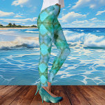 Minze Türkisfarben Abstrakt Geometrisches Muster L Leggings<br><div class="desc">Ein modernes Design-Legging mit einem Aztec inspirierten geometrischen Fliesenmuster in blau türkis,  mint aquamarin und grün. Sie können das Design skalieren,  ziehen oder drehen,  wenn Sie wollen.</div>
