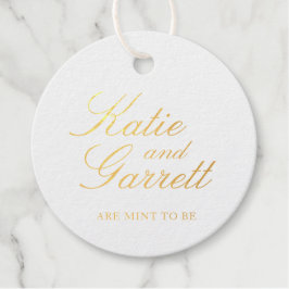 Minze, um eine elegante Goldfoil-Hochzeit zu sein Geschenkanhänger