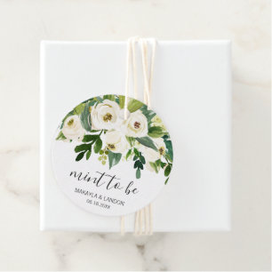 Minze, um elegante grüne weiße Blumenhochzeit zu s Geschenkanhänger