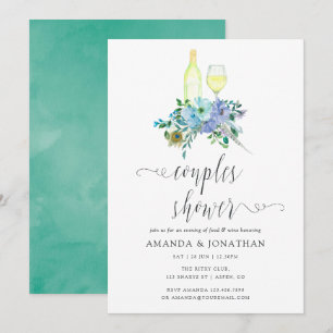 Minze und Blue Boho Wein Verkostung Paare Dusche Einladung
