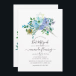 Minze und Blue Watercolor Boho Floral Bat Mitzvah Einladung<br><div class="desc">Mint und blau boho schicke Pfauenfledermaus mitzvah Einladung mit eleganter Handschrift Typografie.</div>