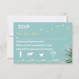 Minze und gelbe sukkulente Hochzeit RSVP