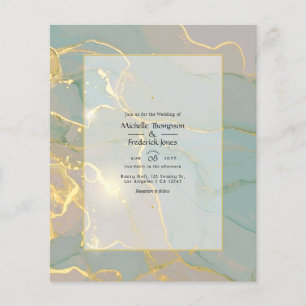 Minze und Gold Alkohol Tinte Marmor Hochzeit Flyer