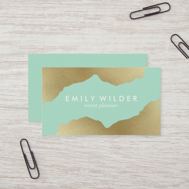 Minze und Gold getaucht | Visitenkarte (Vorderseite/Rückseite Beispiel)