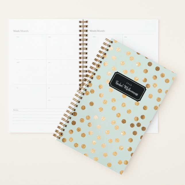 Minze und Gold Glitzer Dots Jahr und Name Planner Planer (Anzeige)
