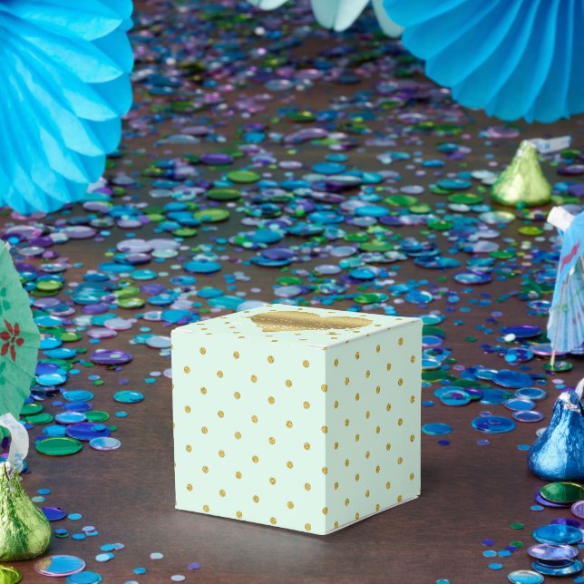 Minze und Gold Heart Polka Dots Gastgeschenk Box Geschenkschachtel (Party)