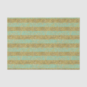 Minze und Gold Imitate Glitzer Streifen Seidenpapier