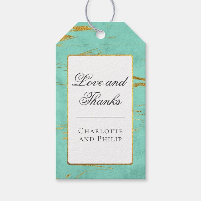 Minze und Gold Marmor Muster Vielen Dank Geschenkanhänger (Vorderseite)