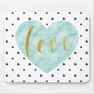Minze und Gold Wasserfarbe "Liebe" Mousepad