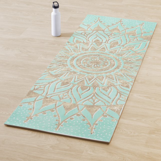 Minze und Goldmandala Yogamatte (Beispiel)