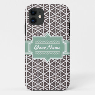Minze und graues, florales Trellis Muster Personal Case-Mate iPhone Hülle