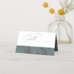 Minze und Gray Coastal Hochzeitstil Platzkarte