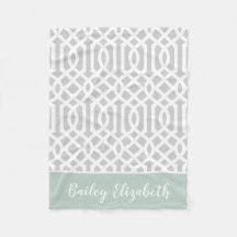 Minze und Gray Trellis Monogramm | Editierbare Far