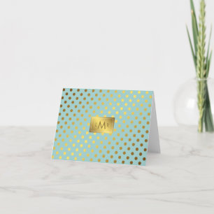 Minze und Imitate Goldfoil Polka Dosen Mit Monogra
