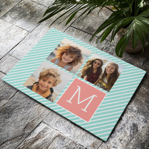 Minze und Korallen-Foto-Collage mit individuellem Fußmatte