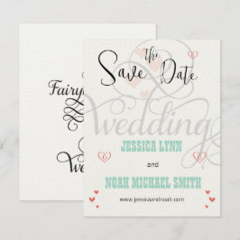 Minze und KorallenfairyTale Hochzeit speichern das Einladung