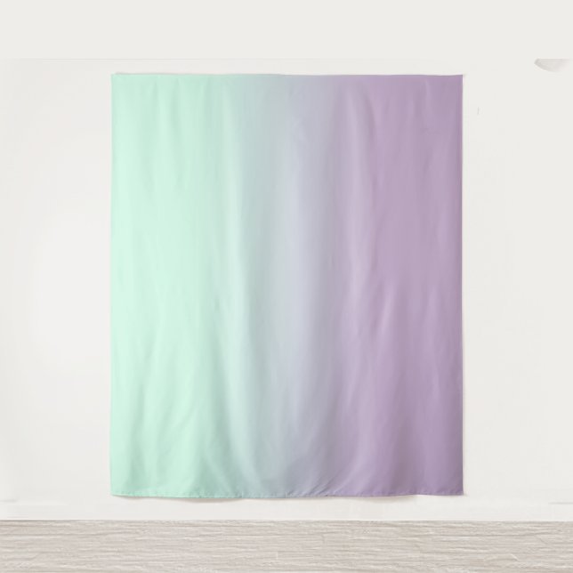 Minze und Lilac Gradient Ombre Foto Hintergrund Wandteppich (Vorderseite)