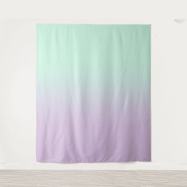 Minze und Lilac Gradient Ombre Foto Hintergrund Wandteppich (Vorderseite)