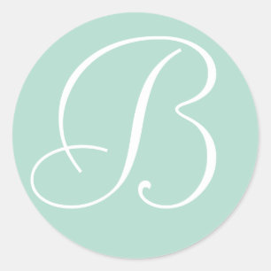 Minze und Mit Monogramm Hochzeitsfeiern - Umschlag Runder Aufkleber