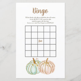 Minze und Peach Pumpkin Gender Reveal Bingo Game