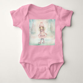 Minze und Pink Winter Scene Girl Skaten Baby Strampler