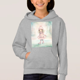 Minze und Pink Winter Scene Girl Skaten Hoodie