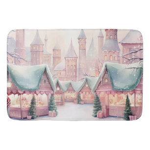 Minze und rosa Gemütlicher Weihnachtsmarkt - Winte Badematte