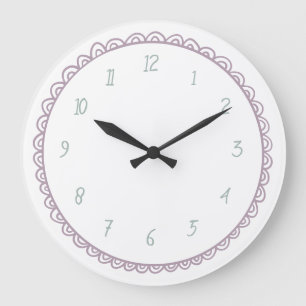 Minze und Rosa minimalistisches Handgezeichnetes D Große Wanduhr
