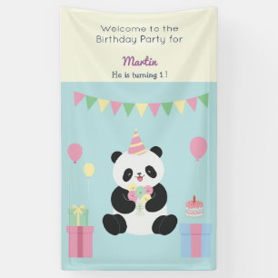 Minze und rosa Panda-Design Banner