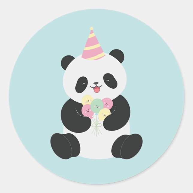 Minze und rosa Panda-Design Runder Aufkleber (Vorderseite)