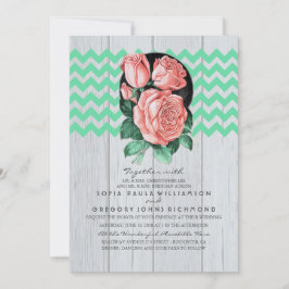 Minze und rosa Rustikale Chic Hochzeitseinladungen Einladung