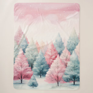 Minze und rosa Tannenbäume Winterlandschaft Sherpadecke
