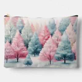 Minze und rosa Tannenbäume Winterlandschaft Zubehörtasche
