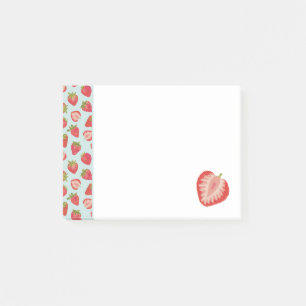 Minze- und rote Sommer-Erdbeer-Muster Post-it Klebezettel