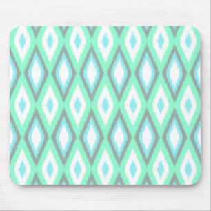 Minze und Türkis Ikat Muster Mousepad