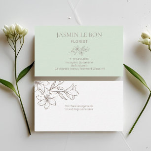 Minze und Weiß Chic Minimalistische Blume Visitenkarte