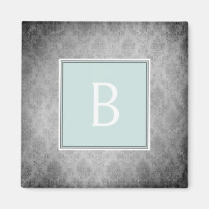 Minze Vintag Damask Monogram Magnet