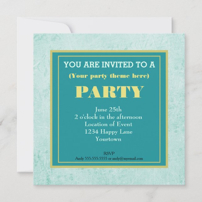 Minze Vintage Papierstruktur Generikales Party Einladung (Vorderseite)