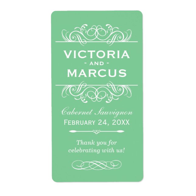 Minze Wedding Wine Bottle Monogram Fevor Labels (Vorne)