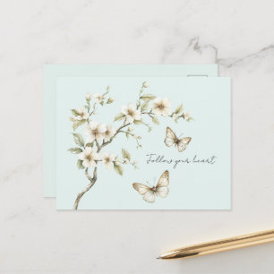 Minze Weiße Blumen Schmetterlinge   Postkarte