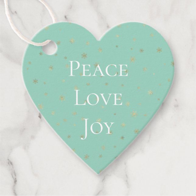 Minze White Christmas Gold Snowflakes Geschenkanhänger (Vorderseite)