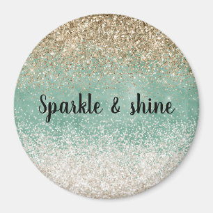 Minze White Glam Gold Sparkle Glitzer Magnet