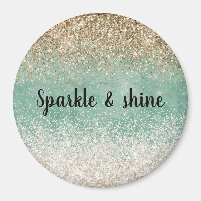 Minze White Glam Gold Sparkle Glitzer Magnet (Vorne)